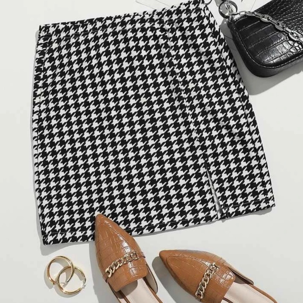 Shein houndstooth skirt